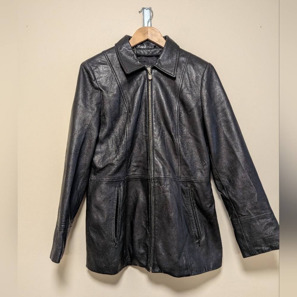 Wilsons Leather Pelle Studio Black Leather Jacket - Women's Medium - Picture 1 of 9